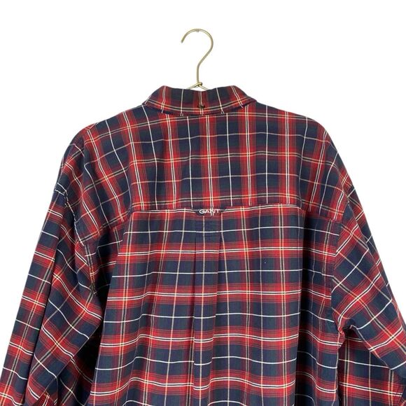 Gant Men's Button Down Shirt‎ Large Red Blue Plaid Oxford Long Sleeve 183 - Picture 9 of 12